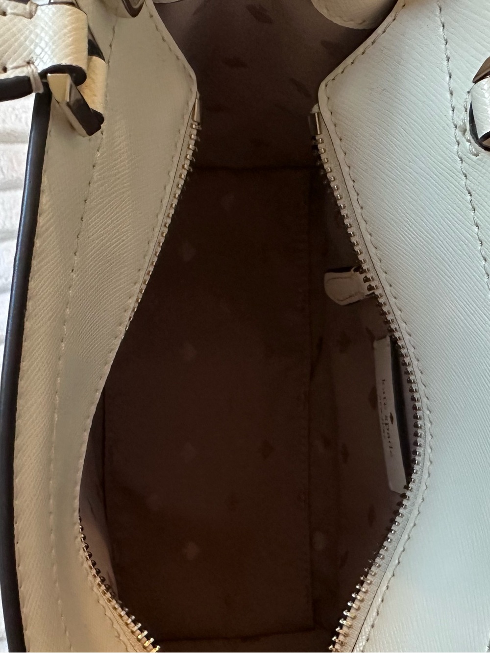Kate Spade Cream Saffiano Leather Satchel with Gold Logo - Picture 7 of 7